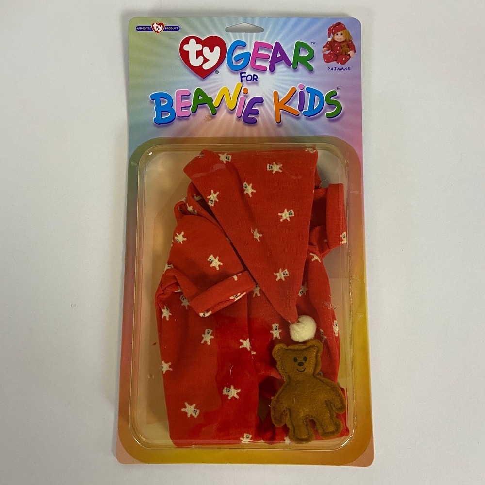 Ty Gear for Beanie Kids Pajamas Red Star Print Outfit w/ Teddy Bear New NIP NOS